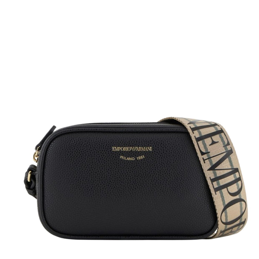 Emporio Armani Black Printed Logo Camera Bag
