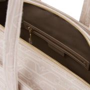 Emporio Armani Medium Jacquard All-Over Monogram Beige Tote Bag