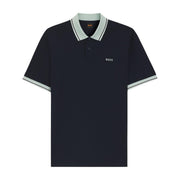 BOSS Contrast Logo Cotton-Jersey Dark Navy Polo Shirt