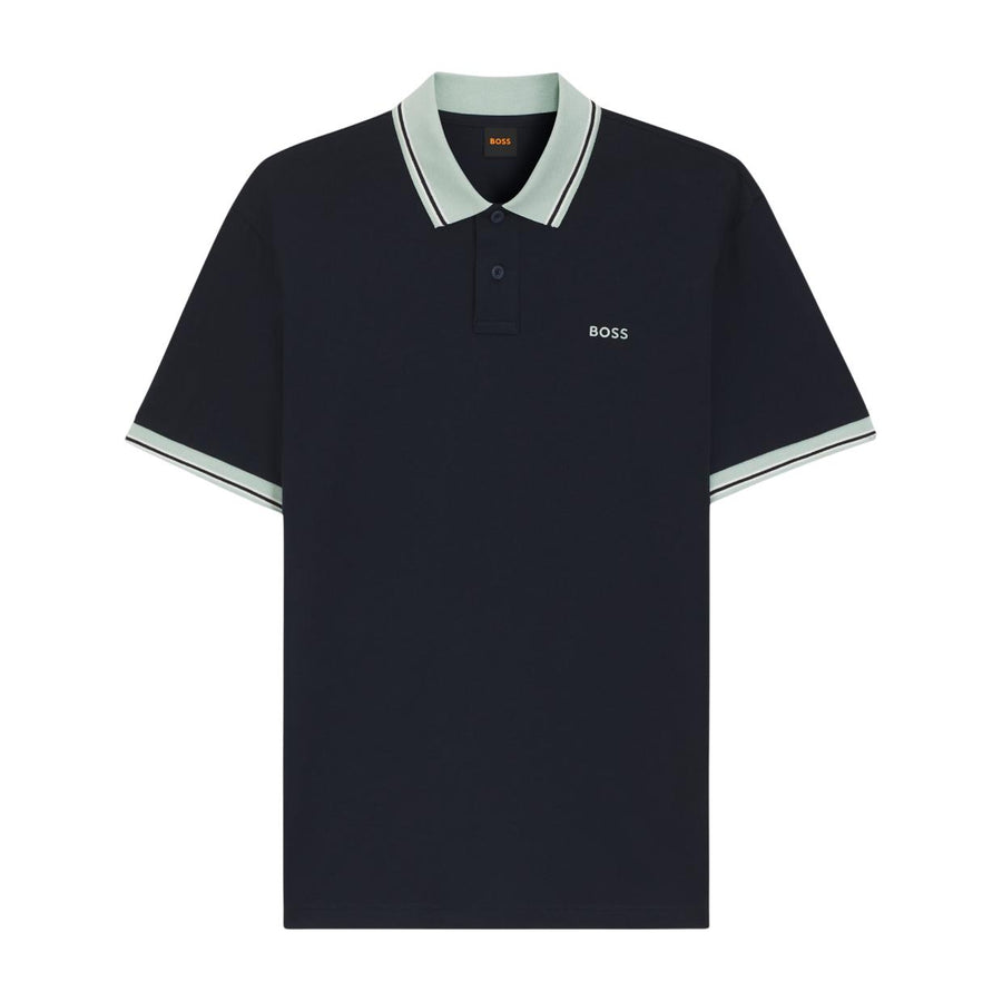 BOSS Contrast Logo Cotton-Jersey Dark Navy Polo Shirt