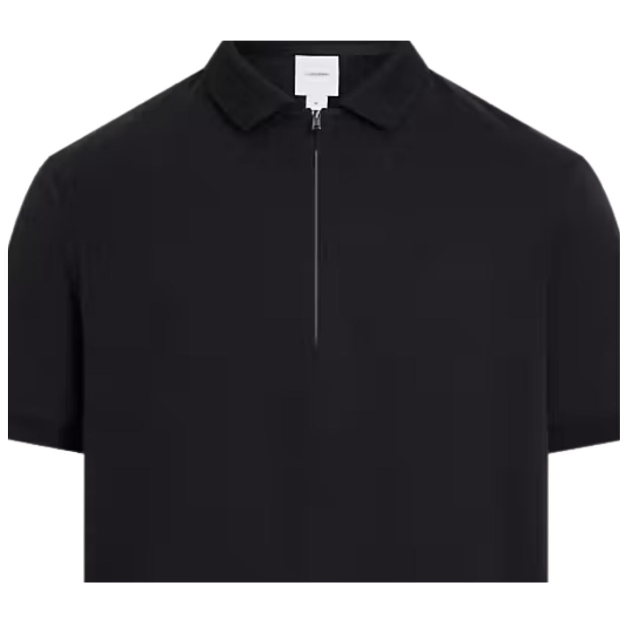 Calvin Klein Liquid Touch Welt Zip Black Polo Shirt