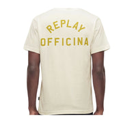 Replay Regular Fit Logo Lettering Cream T-Shirt