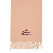 Vivienne Westwood Embroidered Beige Wool Scarf