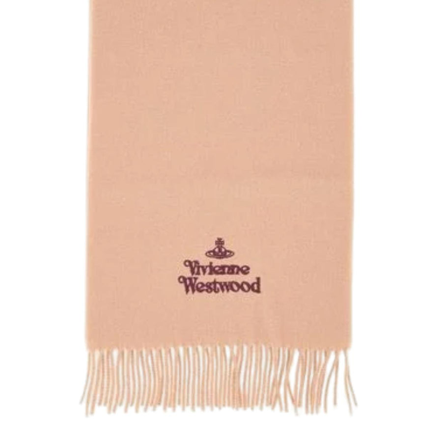 Vivienne Westwood Embroidered Beige Wool Scarf