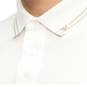 Emporio Armani Contrast Stripe Snow White Pique Polo Shirt