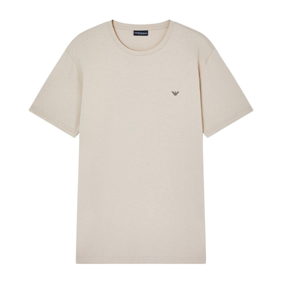 Emporio Armani Bodywear Logo Pattern Print Beige T-Shirt