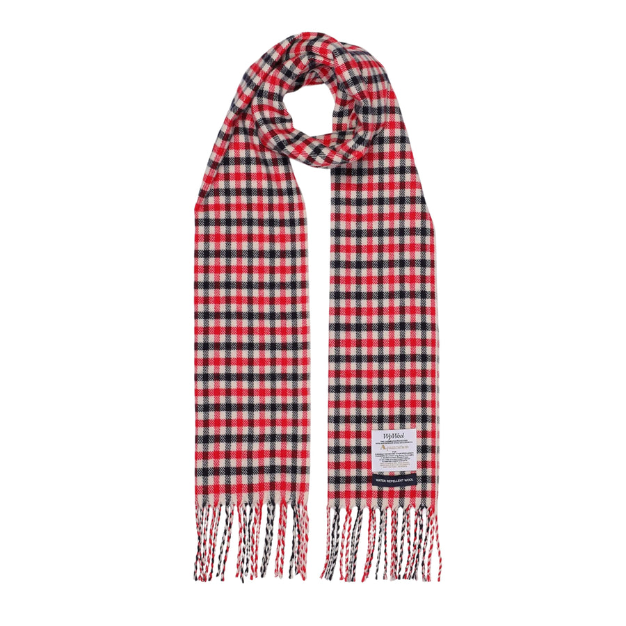 Aquascutum Active Water-Repellent Merino Wool Iconic Club Check Red Scarf