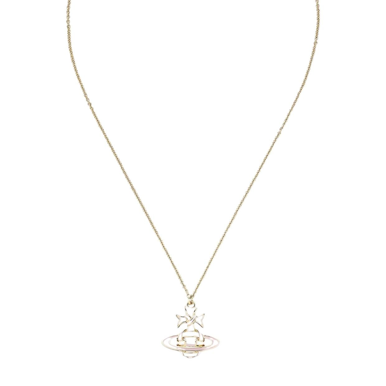 Vivienne Westwood Gold/Pale Pink Ribbon Bas Relief Pendent