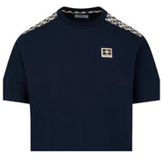 Aquascutum Active Club Check Shoulder Navy T-Shirt
