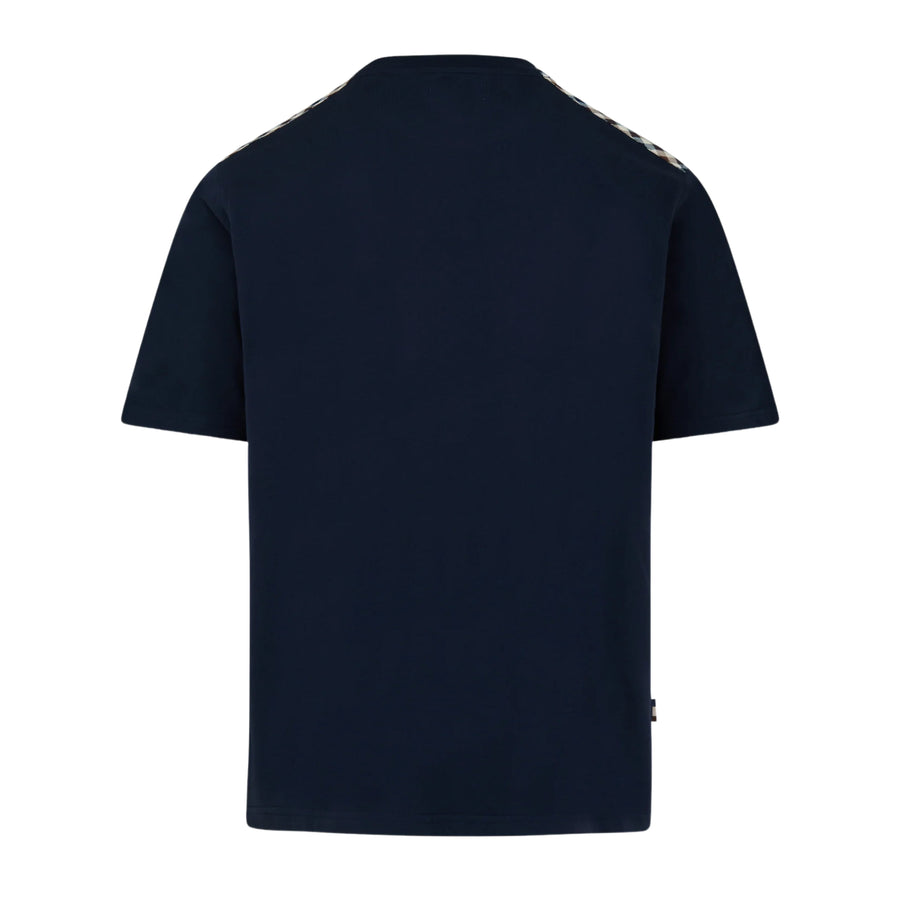 Aquascutum Active Club Check Shoulder Navy T-Shirt