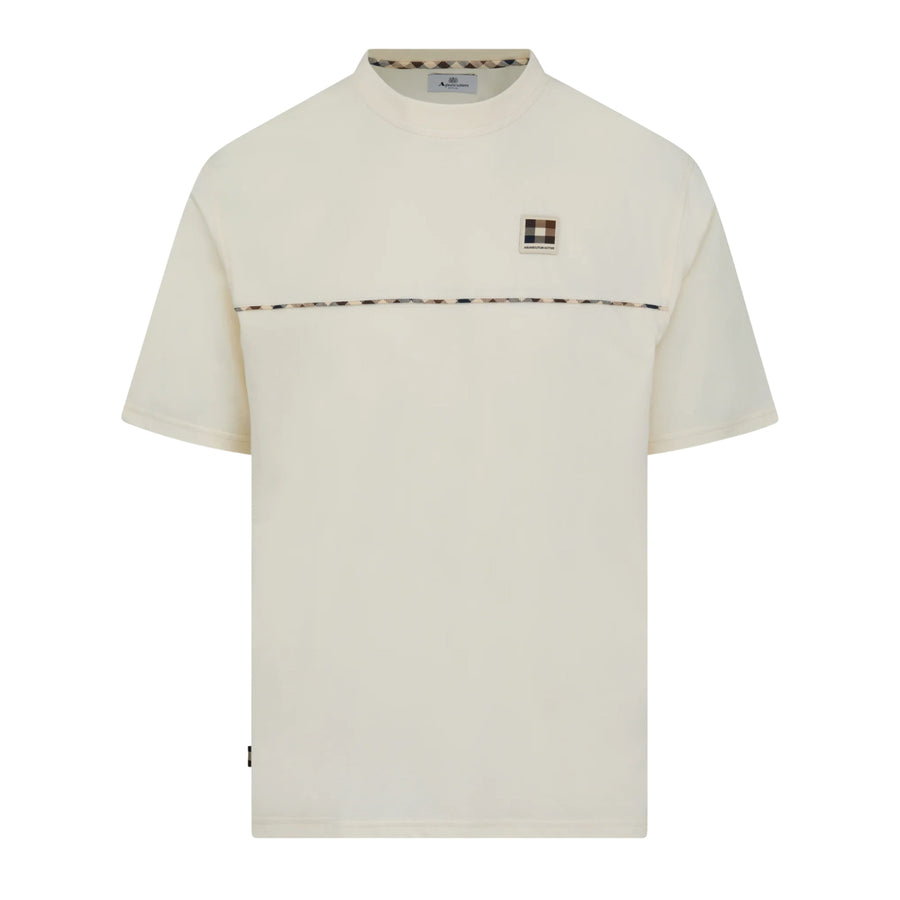 Aquascutum Active Club Check Piping Off-White T-Shirt