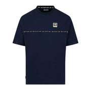 Aquascutum Active Club Check Piping Navy T-Shirt