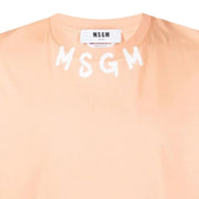 MSGM Print Collar Logo Orange T-Shirt
