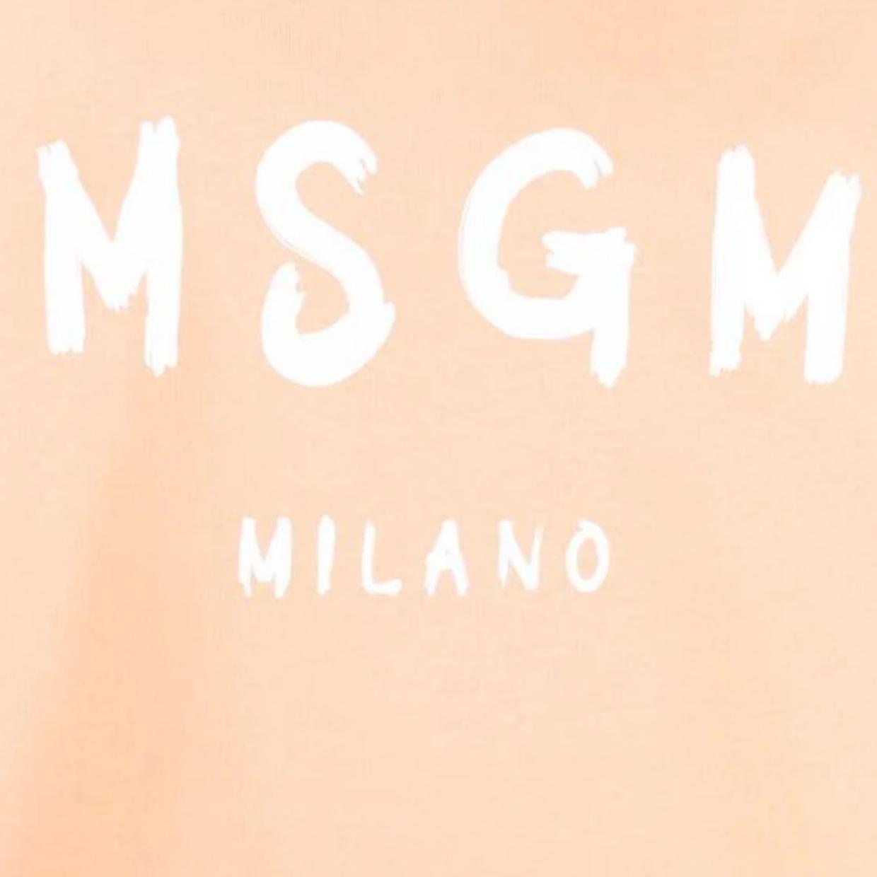 MSGM Brushed Paint Logo Effect Orange Sweatshirt