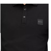 BOSS Passerby Logo Patch Long Sleeve Black Polo Shirt