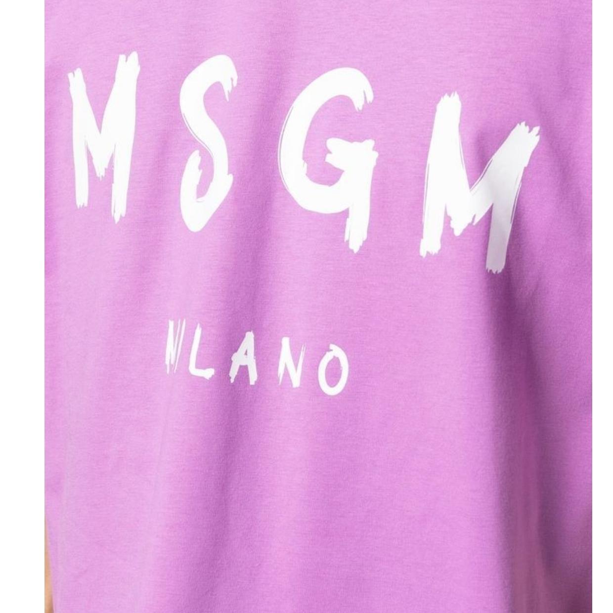 MSGM Brushed Logo Purple T-Shirt