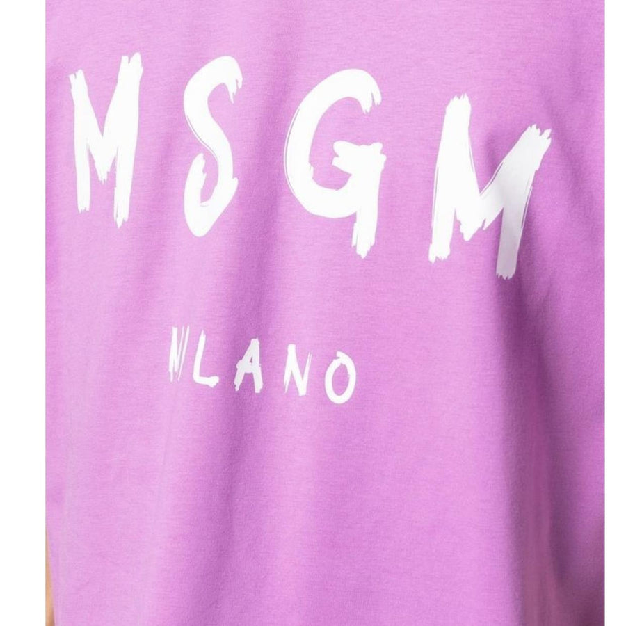 MSGM Brushed Logo Purple T-Shirt