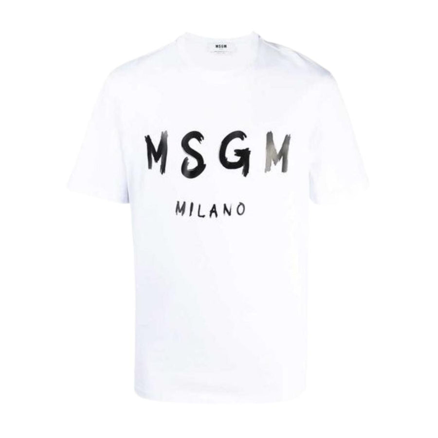 MSGM Brushed Logo White T-Shirt
