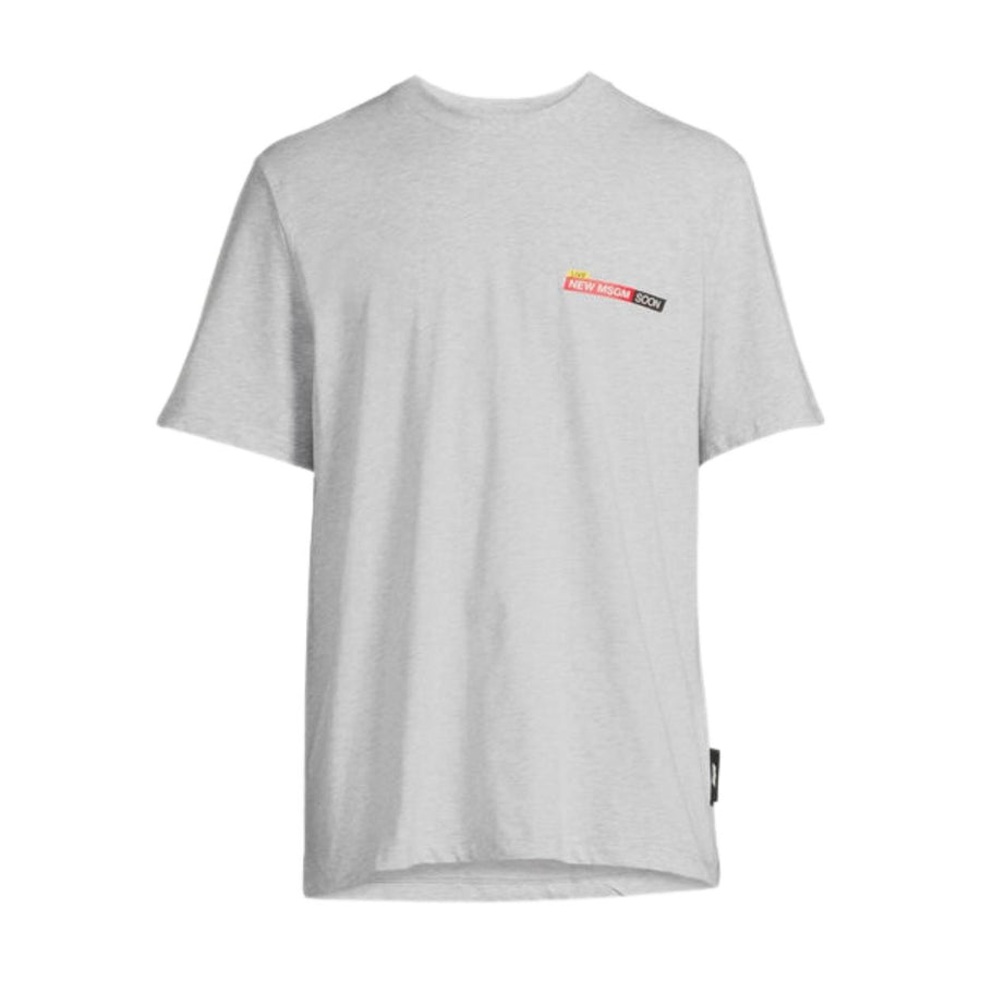 MSGM Grey Breaking News Logo T-Shirt