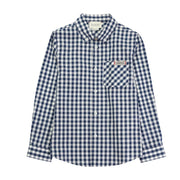 Gucci Kids Blue Check Logo Shirt