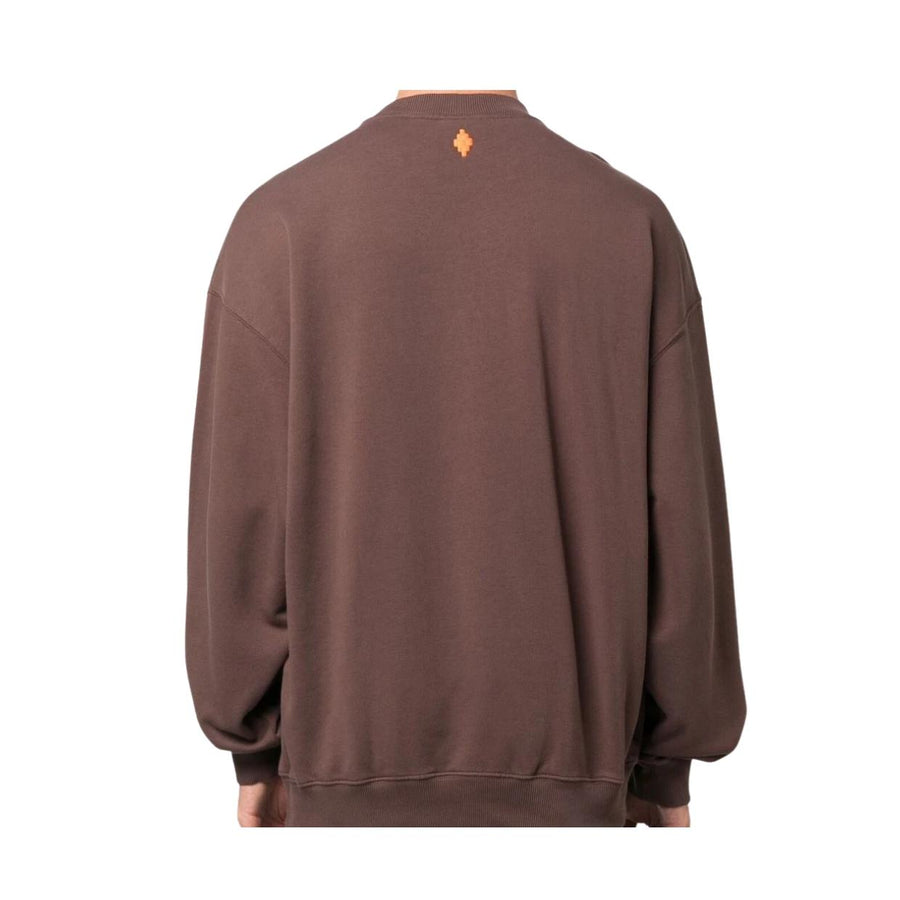 Marcelo Burlon Printed Collar Feathers Brown Sweatshirt