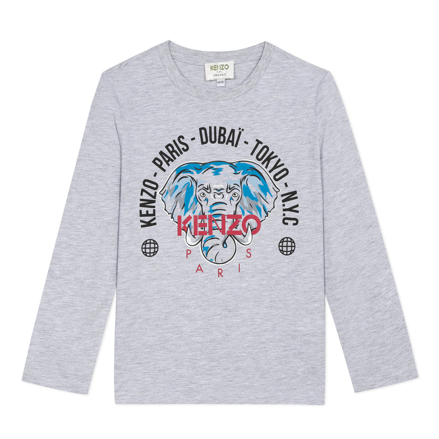 Kenzo Kids Grey Elephant Full Sleeve Shirt