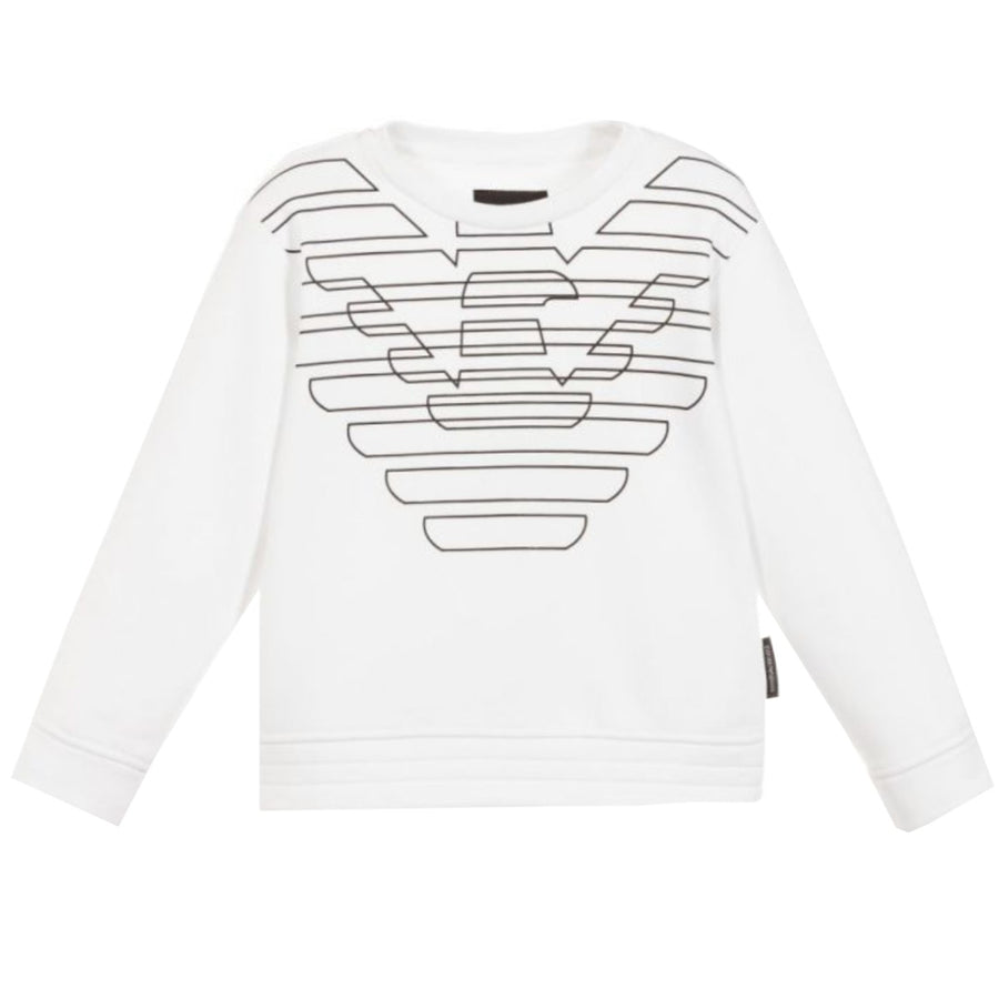 Armani Junior Boys White Eagle Logo Sweatshirt