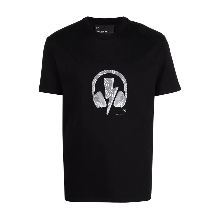 Neil Barrett Black Print D.J. Bolt Logo T-Shirt