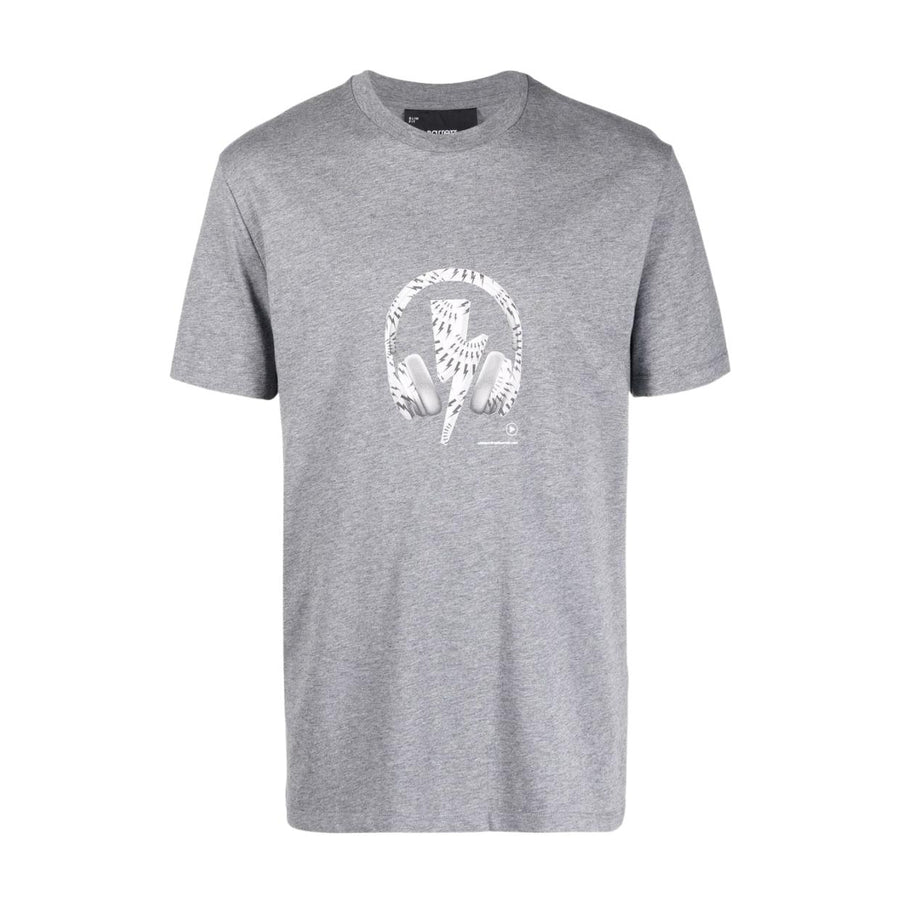 Neil Barrett Grey Print D.J. Bolt Logo T-Shirt