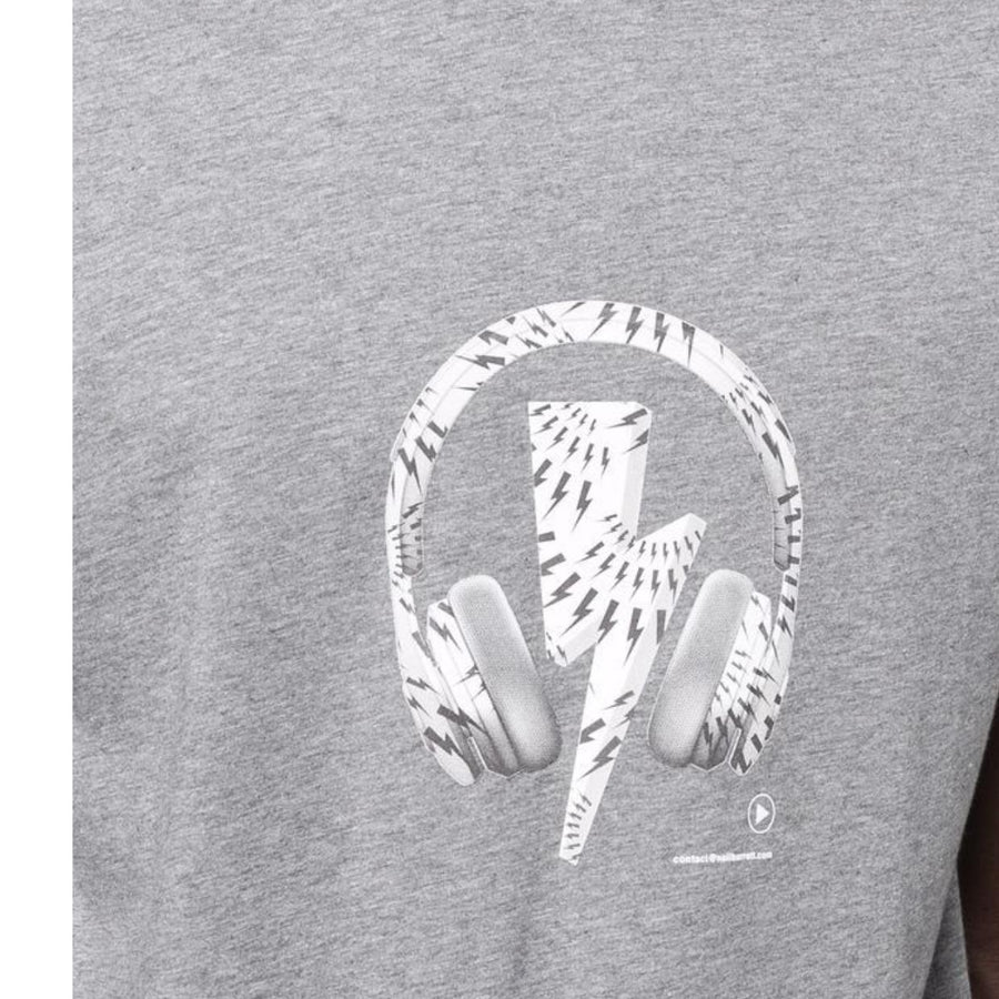 Neil Barrett Grey Print D.J. Bolt Logo T-Shirt