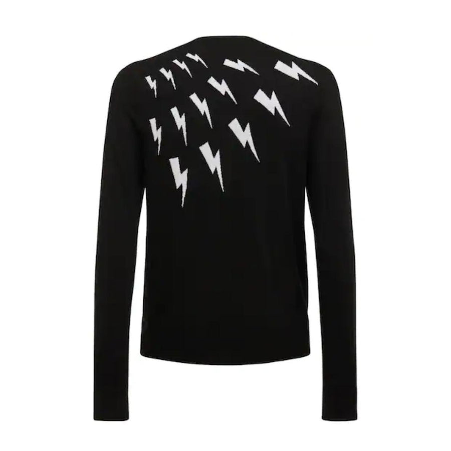 Neil Barrett Black Fair Isle Thunderbolt Sweater