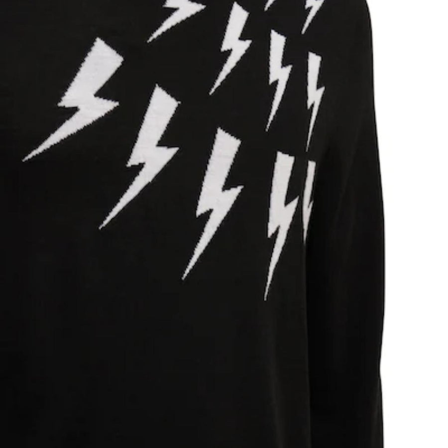 Neil Barrett Black Fair Isle Thunderbolt Sweater