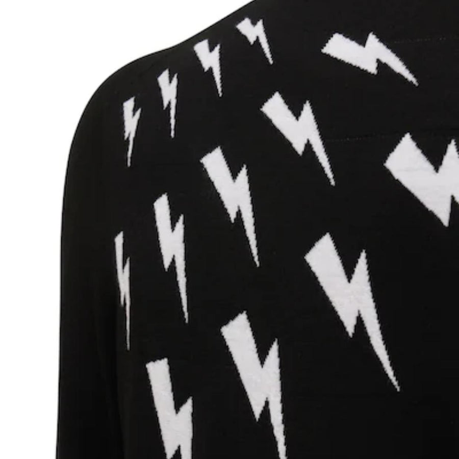 Neil Barrett Black Fair Isle Thunderbolt Sweater