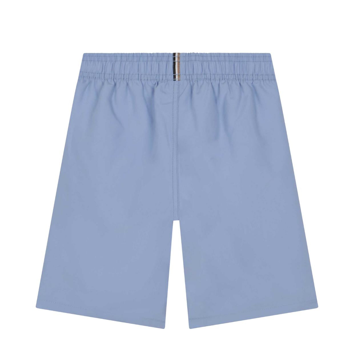 BOSS Kid's Printed Logo Sky Blue Swim Shorts