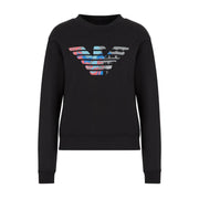 Emporio Armani Black Print Patterned Eagle Logo Sweatshirt