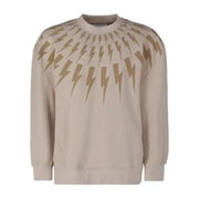 Neil Barrett Natural Beige Fair Isle Thunderbolt Sweatshirt