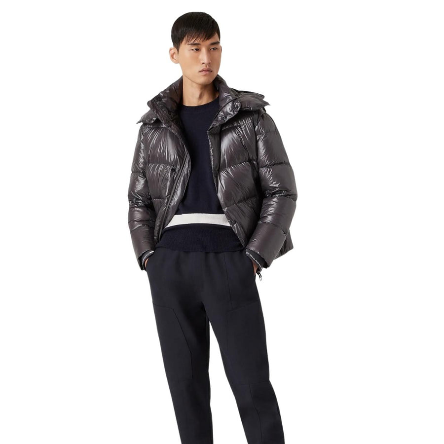 Emporio Armani Grey  Quilted Hooded Jacket