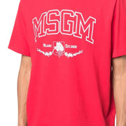 MSGM Red Est.2009 Logo Print T-Shirt