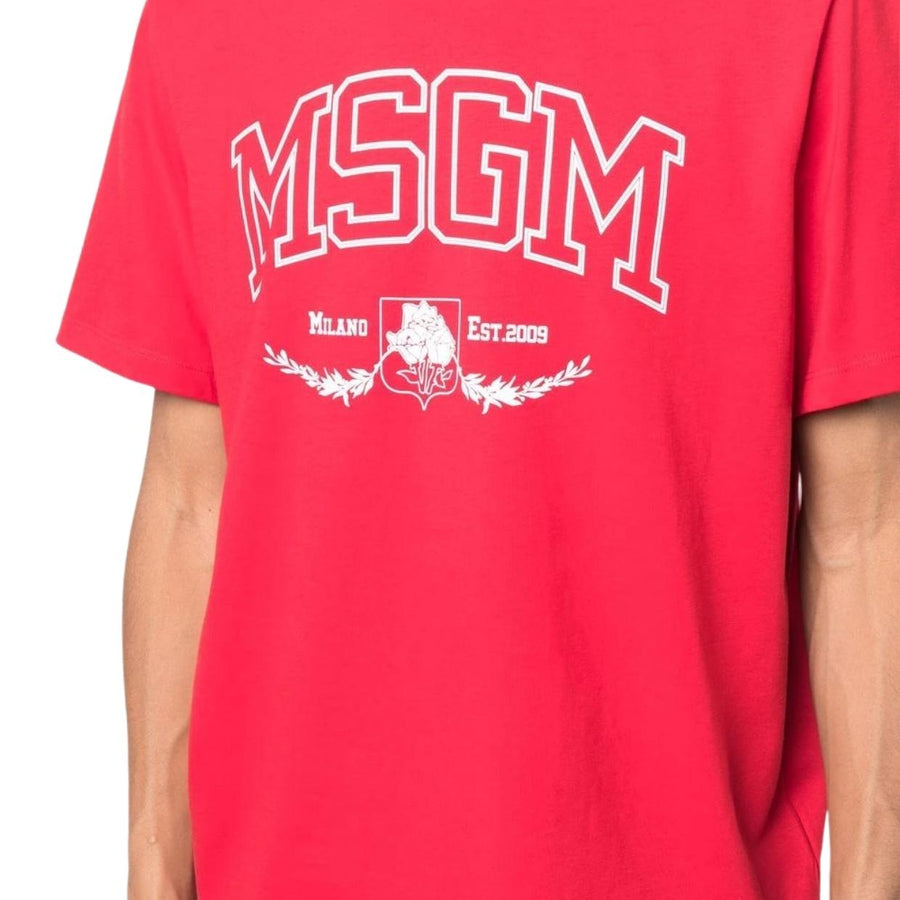 MSGM Red Est.2009 Logo Print T-Shirt