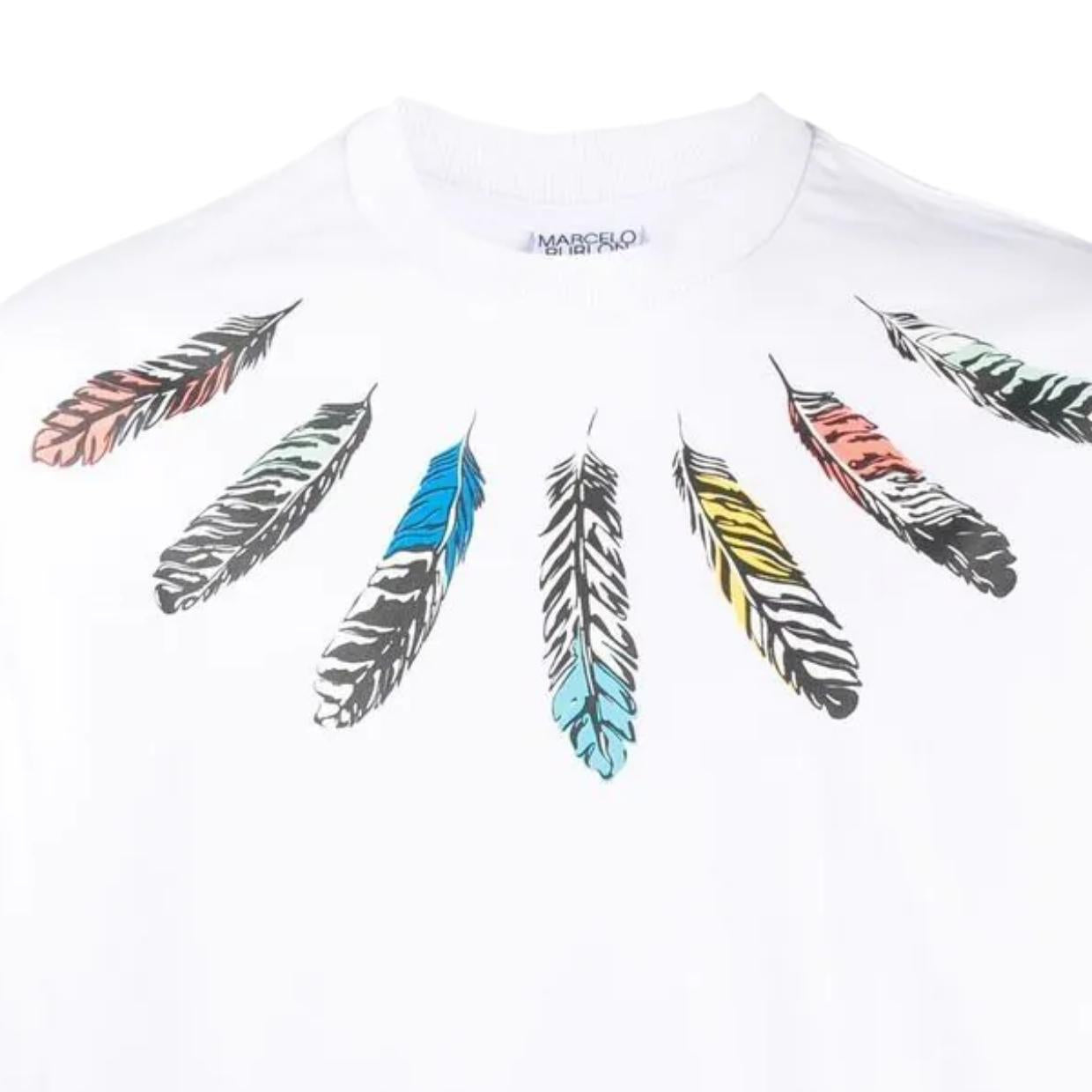 Marcelo Burlon White Collar Feathers Over T-Shirt
