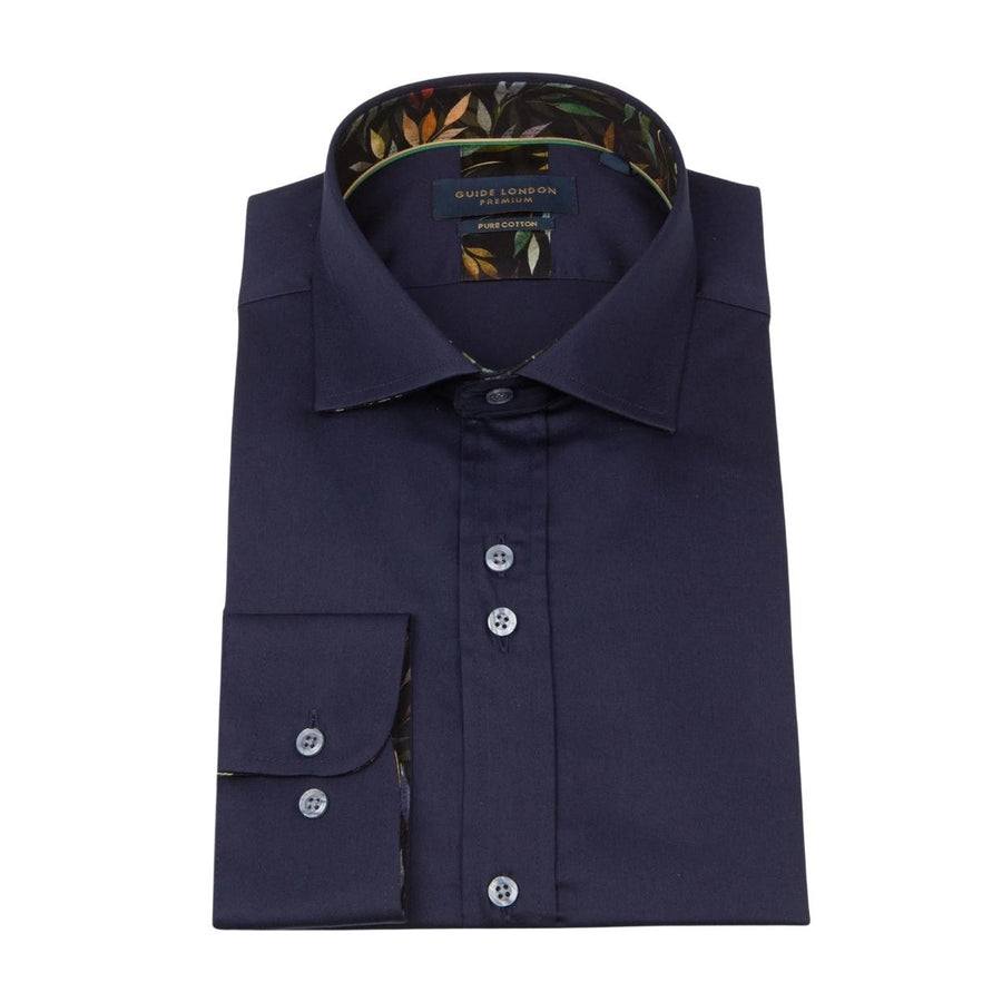 Guide London Leaf Collar Navy Shirt