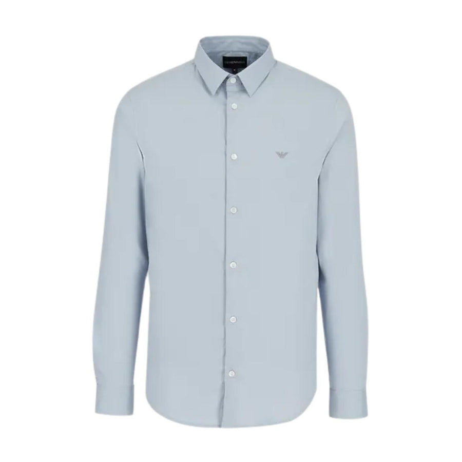 Emporio Armani Sky Blue Embroidered Eagle Logo Shirt