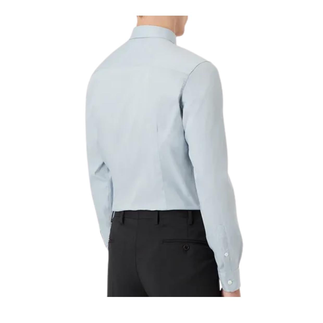 Emporio Armani Sky Blue Embroidered Eagle Logo Shirt