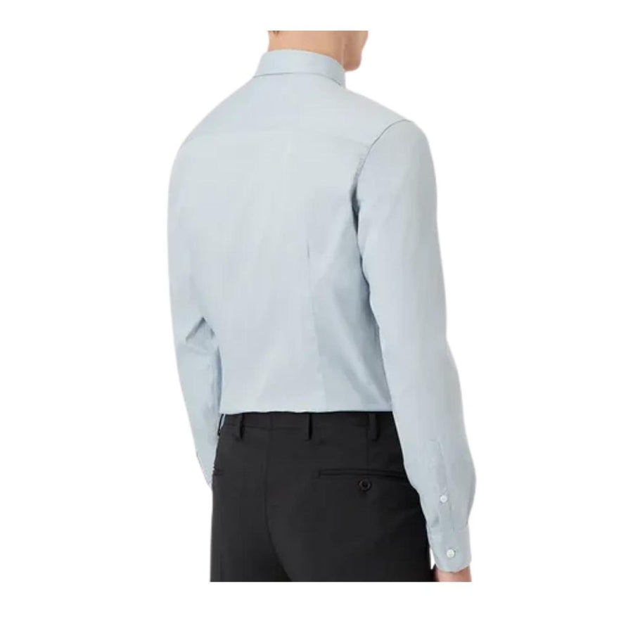 Emporio Armani Sky Blue Embroidered Eagle Logo Shirt