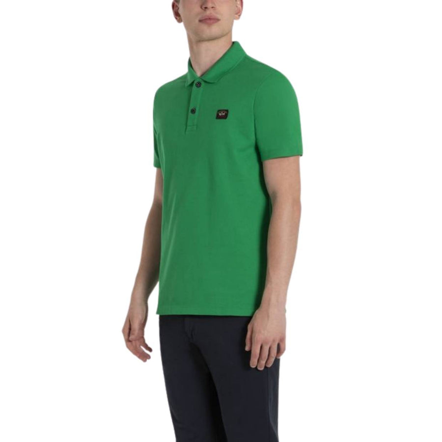 Paul & Shark Green Organic Cotton Logo Badge Polo Shirt