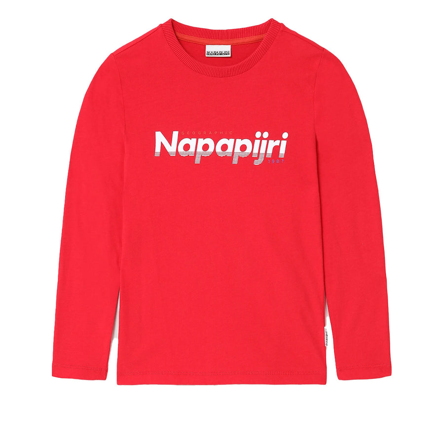 Napapijri Junior Red Long Sleeve Saloy T-Shirt