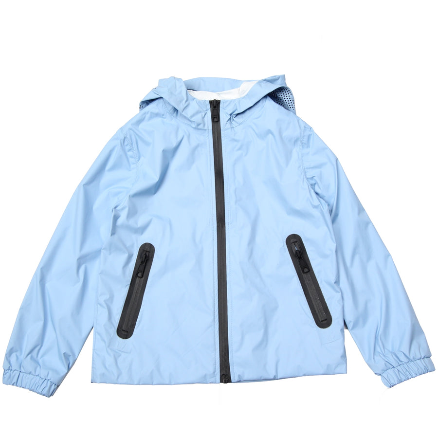 AI Riders on the Storm Kids Sky Blue Nylon Bomber Jacket Front