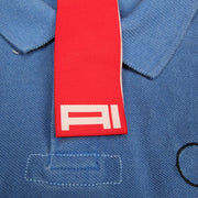 AI Riders on the Storm Kids Blue Logo Polo Shirt Neck