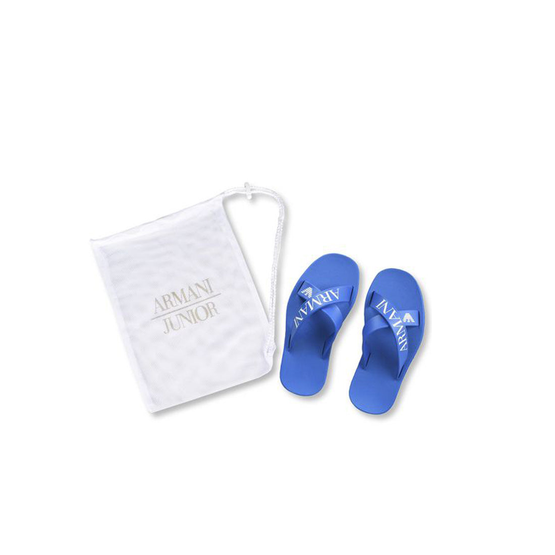 Armani Junior Logo Crossover Blue Slipper - Retro Designer Wear