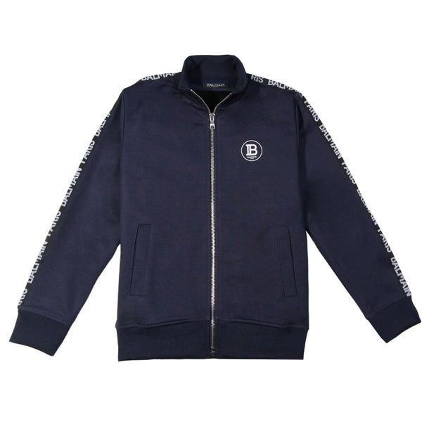 Balmain Kids Blue Chest Logo Print Jacket